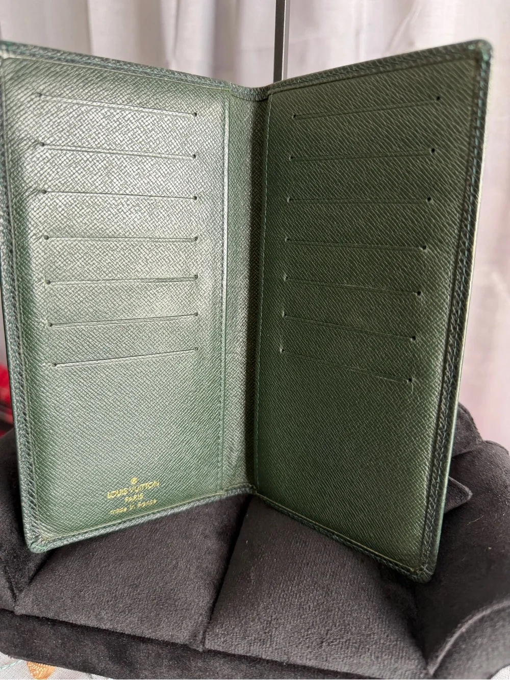 Louis Vuitton Green Taiga Leather Porte Valeurs Long Wallet-Vintage France 1996